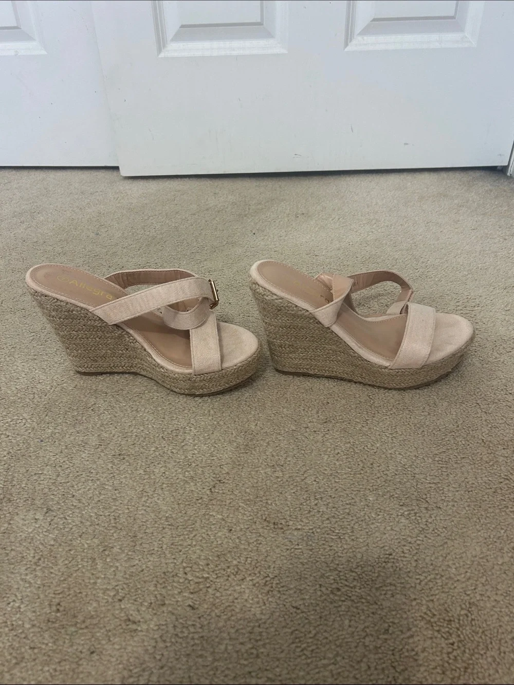 Allegra K Suede Espadrille Wedge Chunky Sandals size 7 beige NWT platform sandal